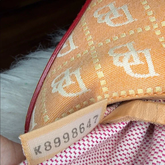 Dooney and Burke EUC. salmon color, canvas, swing style bag, key fob,storage - Picture 11 of 14